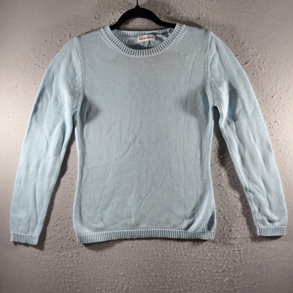 2273 | 525 America Jane Crewneck Shaker Stitch Cotton Sweater Light Blue Women S
